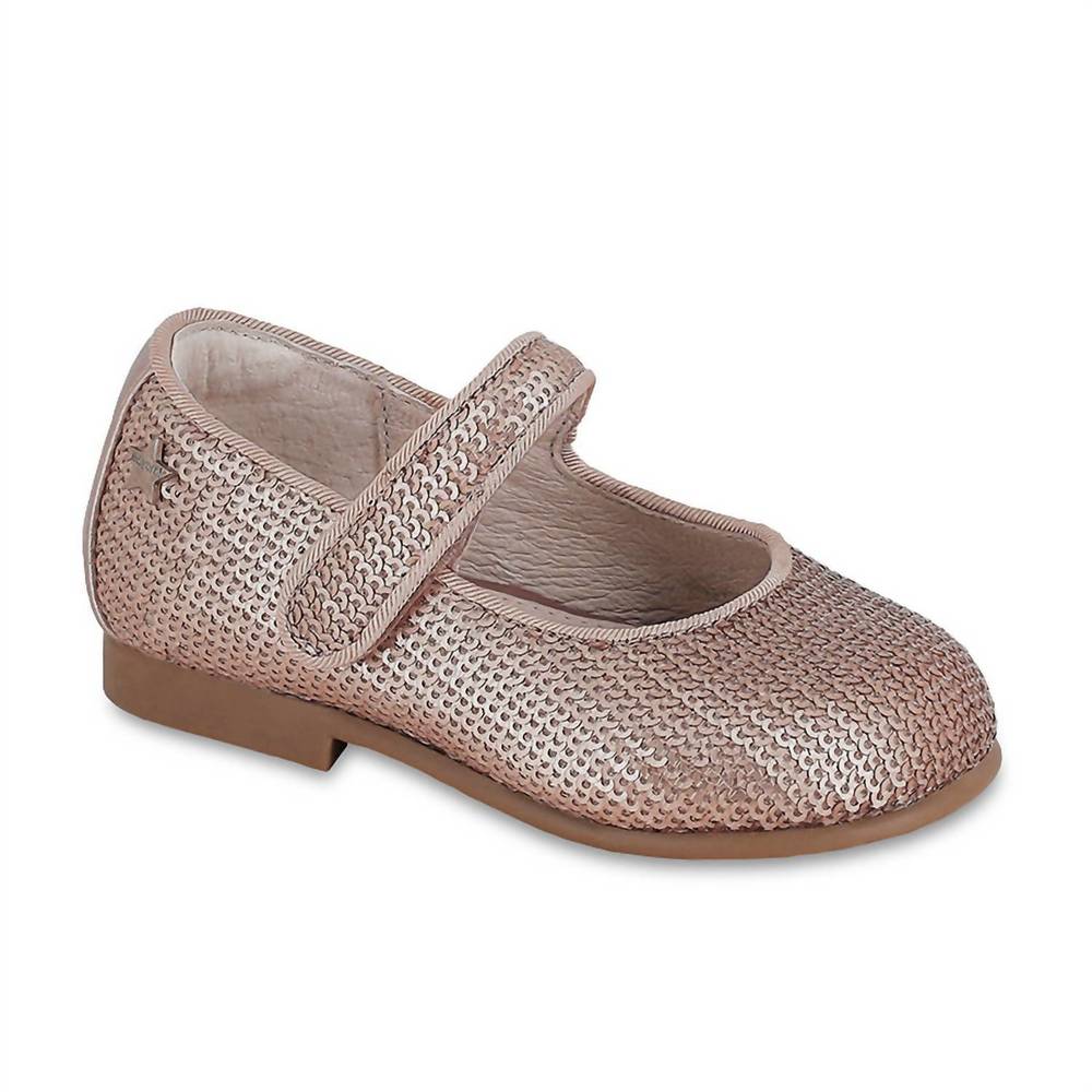 NEW MAYORAL kids sequined ballet flats in rose gold